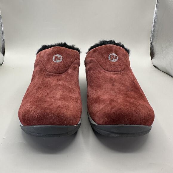 Merrell Encore Ice QForm2 Shoes Womens Size 7.5 Red Suede Fur Slip On Clogs - Picture 3 of 10